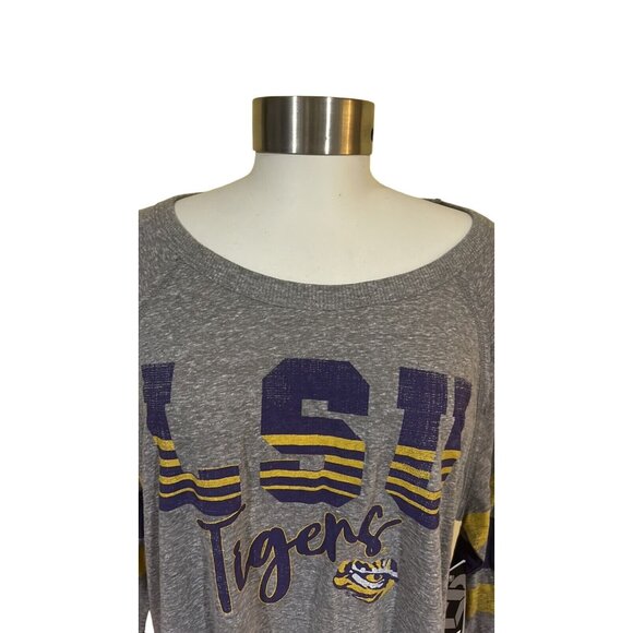 Louisiana State LSU Tigers Cropped Stripe Grey Shirt Women's M New Colosseum - Picture 3 of 7